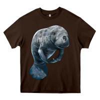 Chocolate Brown Manatee Illustrations Heavy Core Tee - LillyAllenDesigns