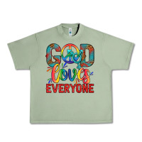 Oil Green Lgbtq God Loves Everyone With Unicorn Urban Heavy Tee - BundleAndBundleShop