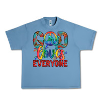 Pebble Blue Lgbtq God Loves Everyone With Unicorn Urban Heavy Tee - BundleAndBundleShop