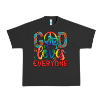 Pigment Black Lgbtq God Loves Everyone With Unicorn Urban Heavy Tee - BundleAndBundleShop