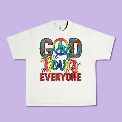 Lgbtq God Loves Everyone With Unicorn Urban Heavy Tee Designed By Bundleandbundleshop