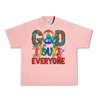 Salmon Lgbtq God Loves Everyone With Unicorn Urban Heavy Tee - BundleAndBundleShop