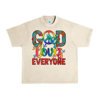 Sandshell Lgbtq God Loves Everyone With Unicorn Urban Heavy Tee - BundleAndBundleShop