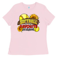 Bubblegum Pink Softball Is My Favorite Season Ladies Tee - LillyAllenDesigns