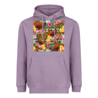 Lavender chicken and chicks with flowers seamless pattern Heavyweight Hoodie - FaDigitalArtStudio