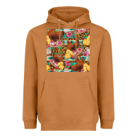 Meerkat chicken and chicks with flowers seamless pattern Heavyweight Hoodie - FaDigitalArtStudio