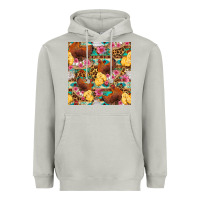 Moon Dust chicken and chicks with flowers seamless pattern Heavyweight Hoodie - FaDigitalArtStudio