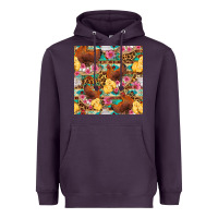 Plum chicken and chicks with flowers seamless pattern Heavyweight Hoodie - FaDigitalArtStudio