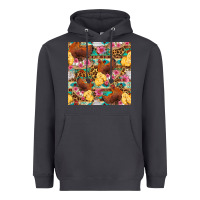 Smoke chicken and chicks with flowers seamless pattern Heavyweight Hoodie - FaDigitalArtStudio