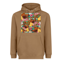 Toasted Coconut chicken and chicks with flowers seamless pattern Heavyweight Hoodie - FaDigitalArtStudio