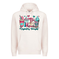 Pale Pink rt respiratory therapist coffee cups Premium Hoodie - OliviaCreatesArt