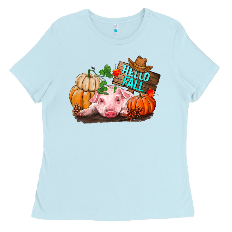 Hello Fall Pig Ladies Tee by RanaPortraitStore | Teevron