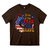 Chocolate Brown home of the free because of the brave Heavy Core Tee - NancyCooperArtShop