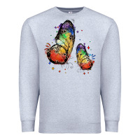 Heather Grey rainbow butterfly pride Premium Sweatshirt - FaDigitalArtStudio