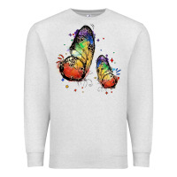 Oatmeal Heather rainbow butterfly pride Premium Sweatshirt - FaDigitalArtStudio