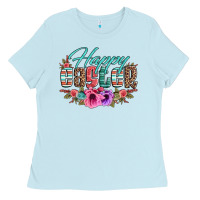 Baby Blue happy easter western floral serape leopard Ladies Tee - Jasminsmagicworld