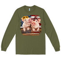 Army Green Cute Couple American Pigs Long Sleeve Tee - Bettercallsaul