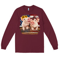Burgundy Cute Couple American Pigs Long Sleeve Tee - Bettercallsaul
