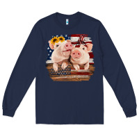 Navy Cute Couple American Pigs Long Sleeve Tee - Bettercallsaul