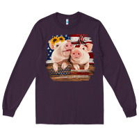Plum Cute Couple American Pigs Long Sleeve Tee - Bettercallsaul