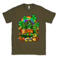 Army Green st. patricks gnomes truck with rainbow Classic Tee - BundleAndBundleShop