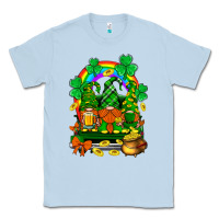 Dusty Blue st. patricks gnomes truck with rainbow Classic Tee - BundleAndBundleShop