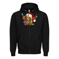Black christmas heifer cow Zipper Hoodie - CowGirlArtShop