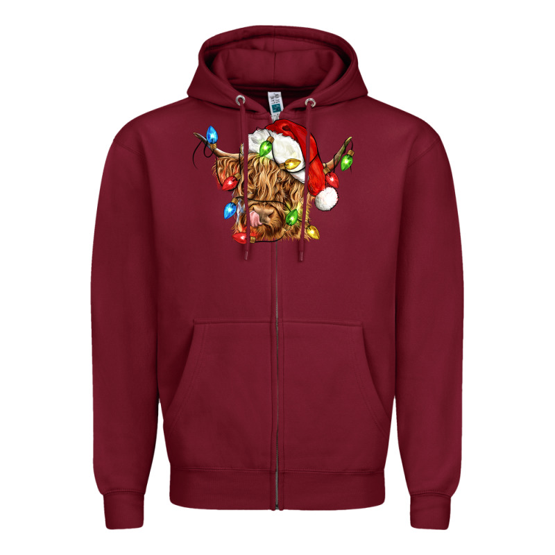Christmas Heifer Cow Zipper Hoodie by CowGirlArtShop | Teevron
