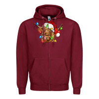 Burgundy christmas heifer cow Zipper Hoodie - CowGirlArtShop