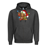 Charcoal Heather christmas heifer cow Zipper Hoodie - CowGirlArtShop
