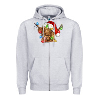 Heather Grey christmas heifer cow Zipper Hoodie - CowGirlArtShop