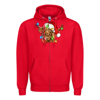 Red christmas heifer cow Zipper Hoodie - CowGirlArtShop