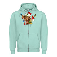 Seafoam christmas heifer cow Zipper Hoodie - CowGirlArtShop