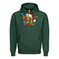 Sports Green christmas heifer cow Zipper Hoodie - CowGirlArtShop