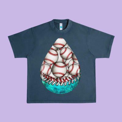 Baseball And Western Roses Teardrop  8 Urban Heavy Tee Designed By Bundleandbundleshop