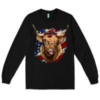 Black American Highland Cow Long Sleeve Tee - Bettercallsaul