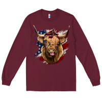 Burgundy American Highland Cow Long Sleeve Tee - Bettercallsaul