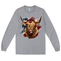 Heather Grey American Highland Cow Long Sleeve Tee - Bettercallsaul