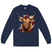 Navy American Highland Cow Long Sleeve Tee - Bettercallsaul