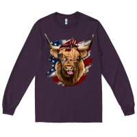 Plum American Highland Cow Long Sleeve Tee - Bettercallsaul