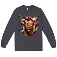 Smoke American Highland Cow Long Sleeve Tee - Bettercallsaul