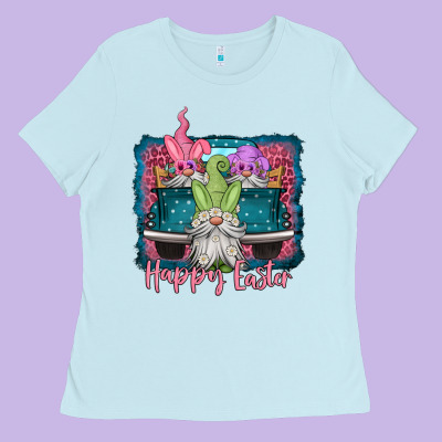 Happy Easter Gnomes Farm Truck Ladies Tee Designed By Jasminsmagicworld
