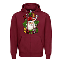 Burgundy howdy santa western cactus christmas Zipper Hoodie - CowGirlArtShop