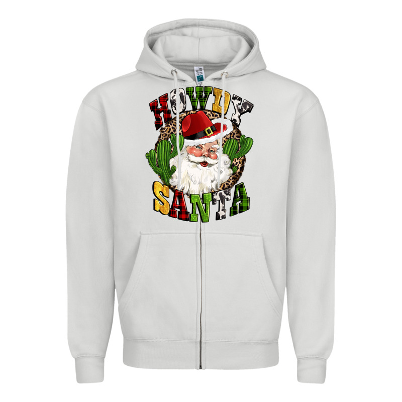 Howdy Santa Western Cactus Christmas Zipper Hoodie by CowGirlArtShop | Teevron