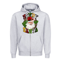 Heather Grey howdy santa western cactus christmas Zipper Hoodie - CowGirlArtShop
