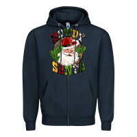 Navy howdy santa western cactus christmas Zipper Hoodie - CowGirlArtShop