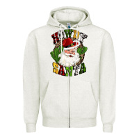 Oatmeal Heather howdy santa western cactus christmas Zipper Hoodie - CowGirlArtShop
