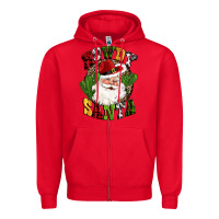 Red howdy santa western cactus christmas Zipper Hoodie - CowGirlArtShop