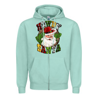 Seafoam howdy santa western cactus christmas Zipper Hoodie - CowGirlArtShop
