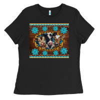 Black western baby cow turquoise gemstones  leopards Ladies Tee - BarkalooDesign